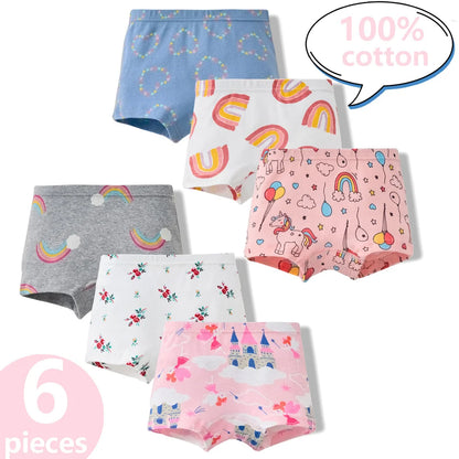 3/6 Pcs 100% Cotton Pretty Cartoon Boxer Set