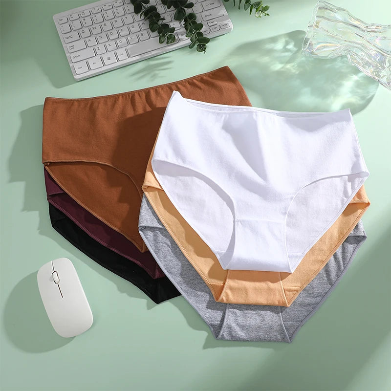 4Pcs/Set Cotton High Waist Plus Size Lingerie