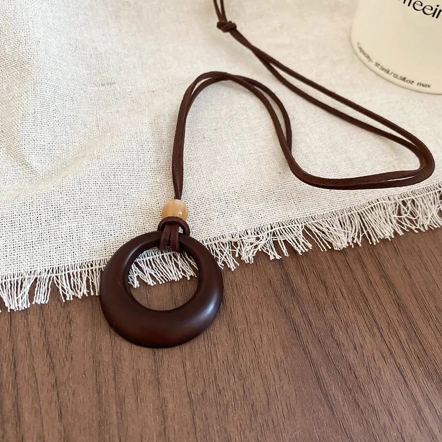 Black Coffee Round Water Drop Resin Necklaces