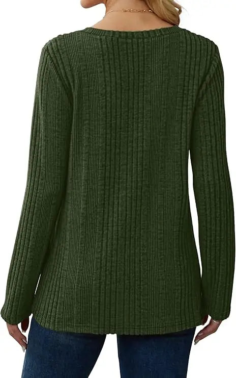 V-neck versatile top long sleeve Sweater