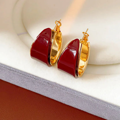 Gold Plated Resin Round Ear Buttons Geometric Leopard Hoop Earrings