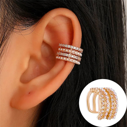 Bohemian Piercing Crystal Rhinestone Ear Cuff Wrap Earrings