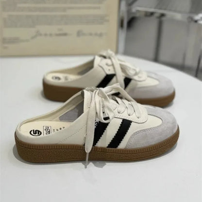 Round Toe Flat Female Clogs Platform Slip on Creeper Baotou Slippers