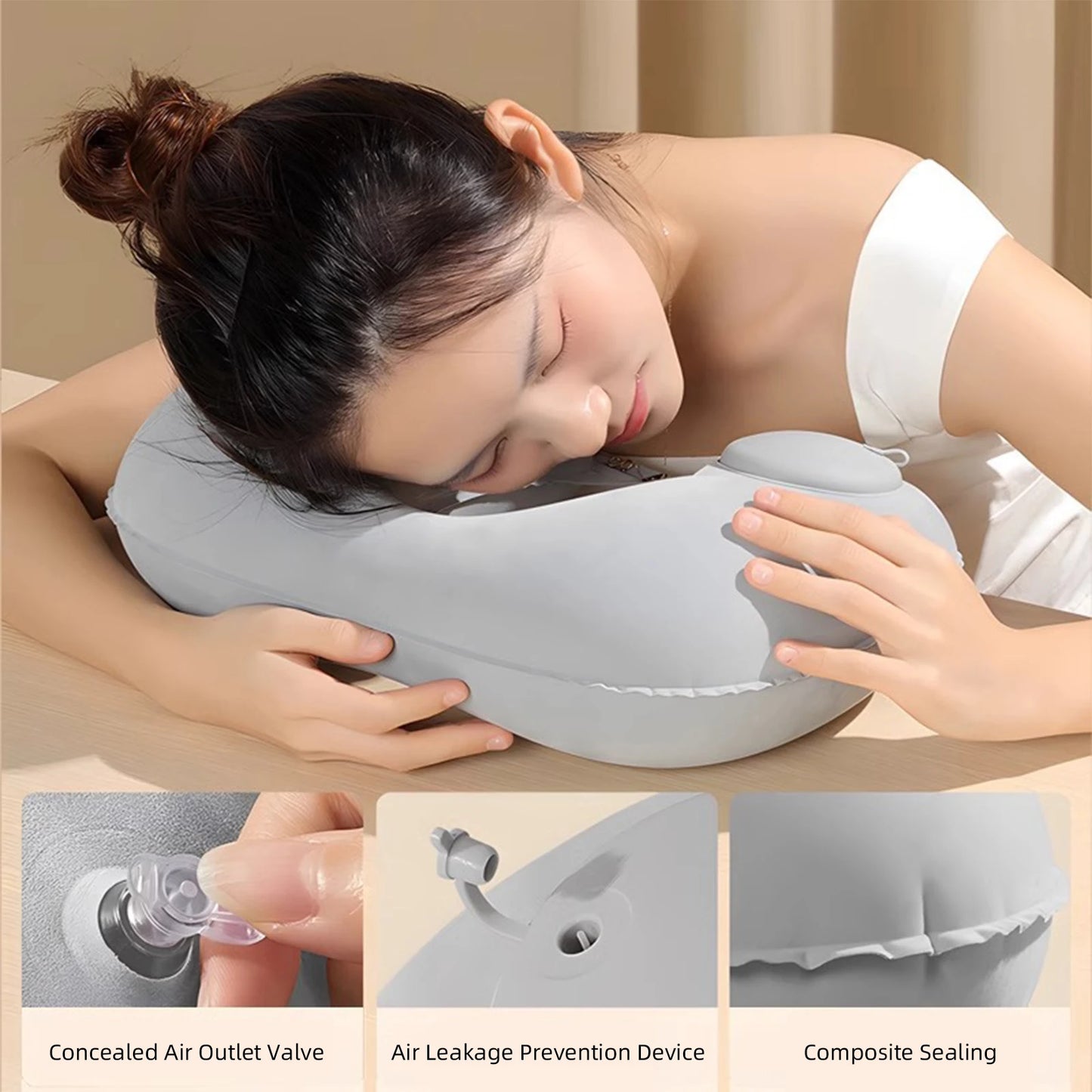 U-Shaped Inflatable Travel Pillow Portable Air Neck