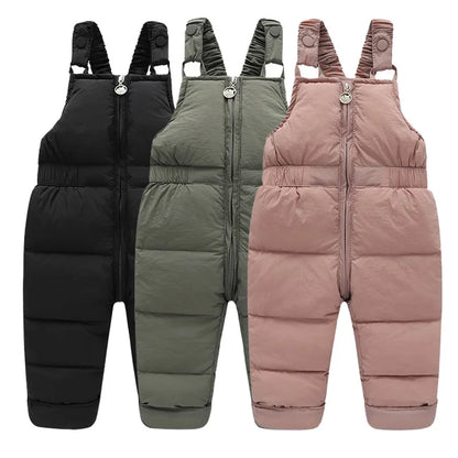 Winter Down Overalls Pants Autumn Thick Warm Ski Down Jumpsuit