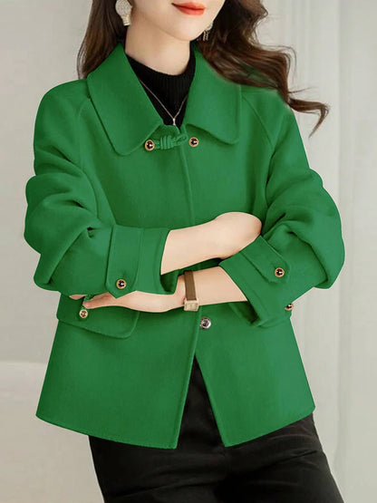 Elegant Solid Short Warm Formal Office Female Coat