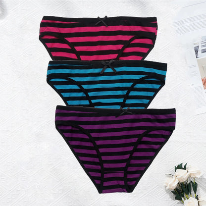 Striped Underwear Plus Size Seamless Panties Cotton Lingerie 3 pcs/lot