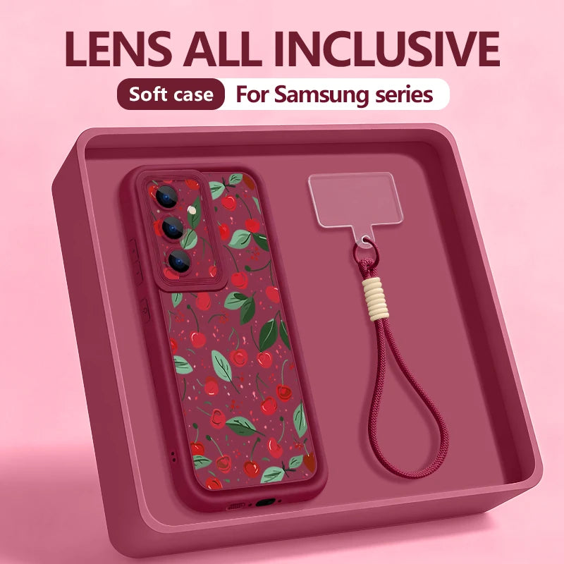 Little Cherry Pattern Lanyard Phone Case For Samsung Galaxy Edge Soft Strap Cover