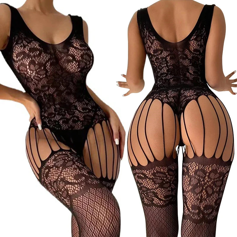 Black Erotic Crotchless Babydoll Sexy Lingerie