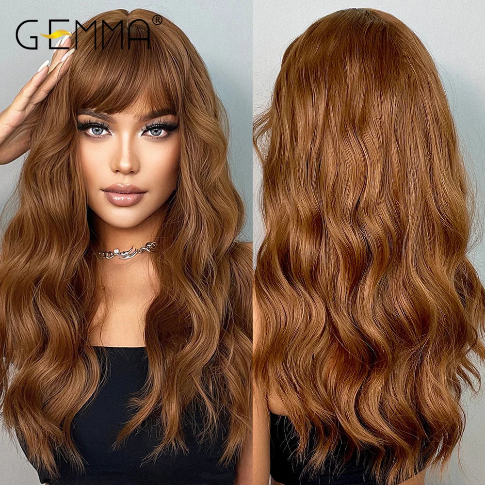 Brown Blonde Long Straight Synthetic Wigs