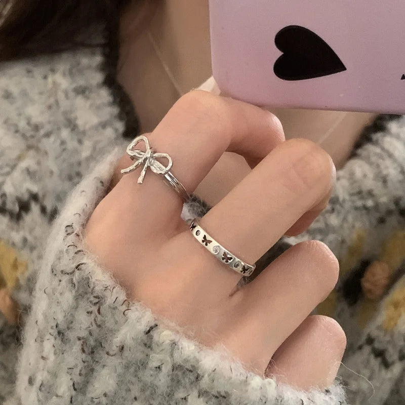 925 Sterling Silver Retro Geometric Asymmetric Rings