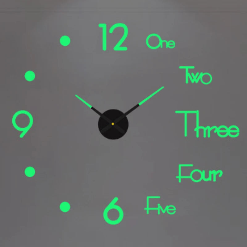 Large Wall Clock 3D DIY Quartz Acrylic Mirror Stickers Clocks