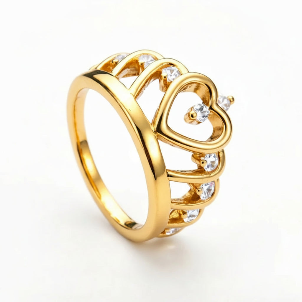 925 Sterling Silver 18K Gold Plated Luxury Crown Zircon Ring