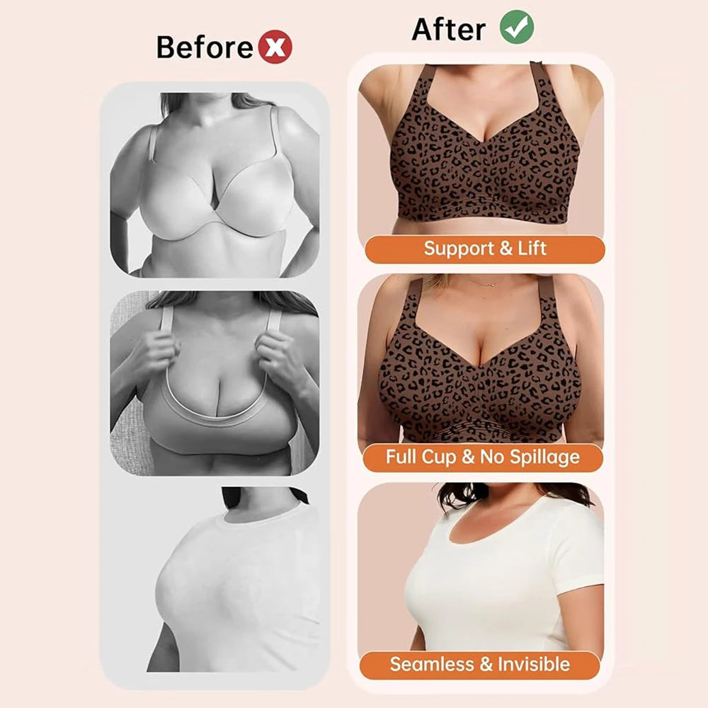 Leopard Jelly Bras No Underwire Push Up Wireless  Lift Plus Size Bras