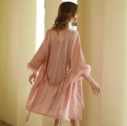 Wedding Party Bride Bridesmaid Satin Bathrobe Loose Sleepwear
