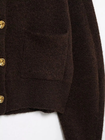 Falda mini ajustada de punto de manga larga con cuello redondo