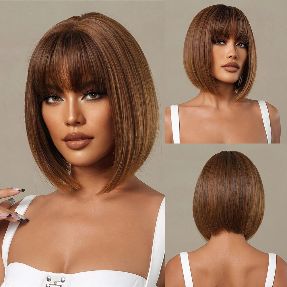 Straight Short Highlights Blonde Hair Wig
