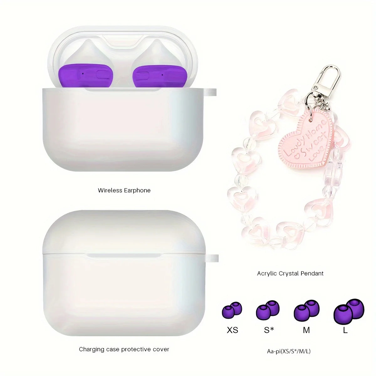 TWS Heart Shaped Bluetooth Headset Wireless Earbuds with ENC Smart Noise Cancellation