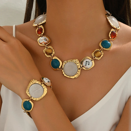 Geometric Necklace Bohemia Chunky Exaggerated Sets