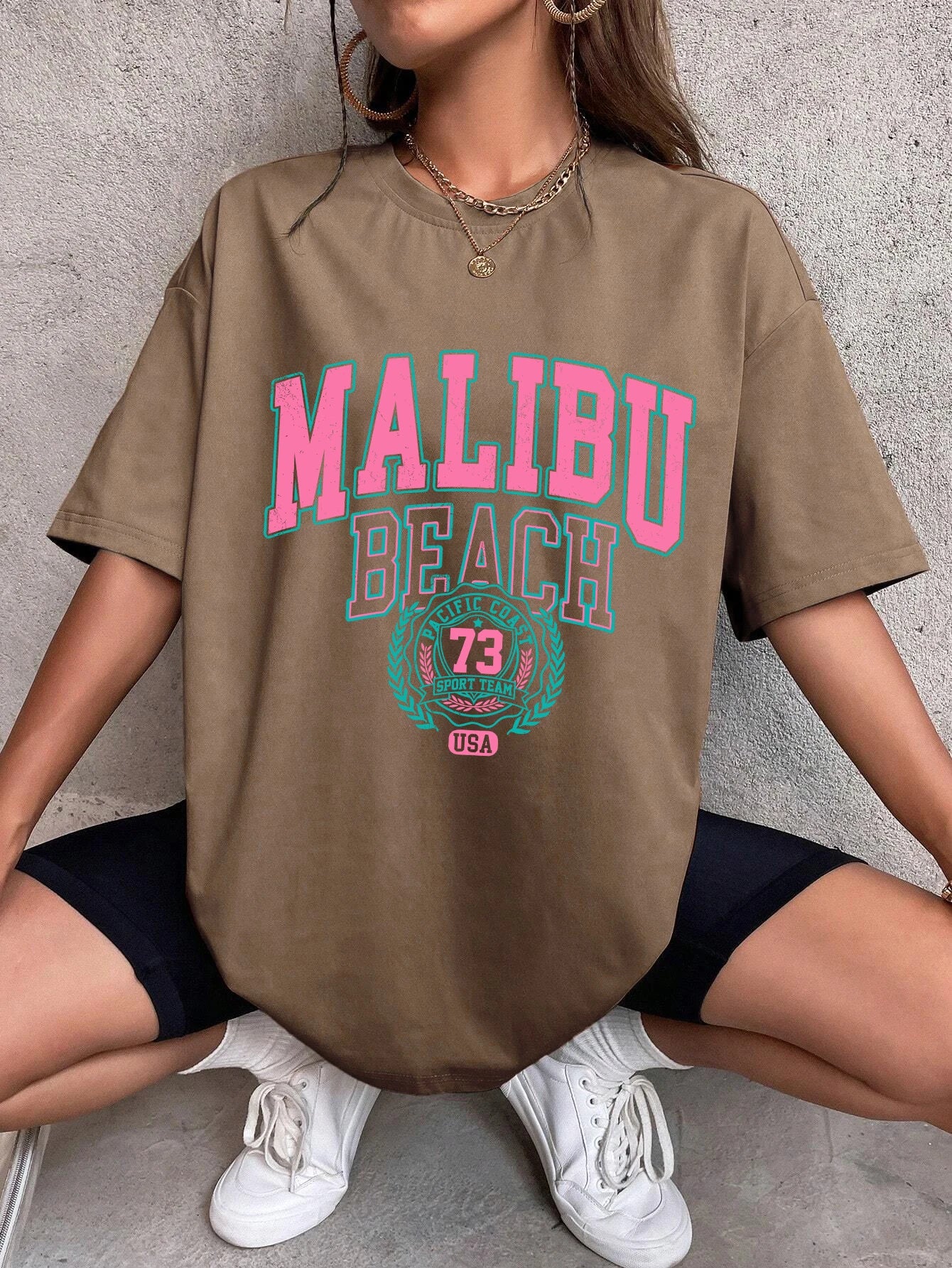 Malibu Beach Letter Street Casual T-shirt