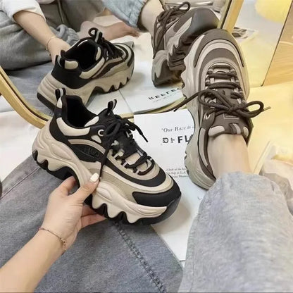 Casual Thick Bottom Platform Leather Chunky Sneakers