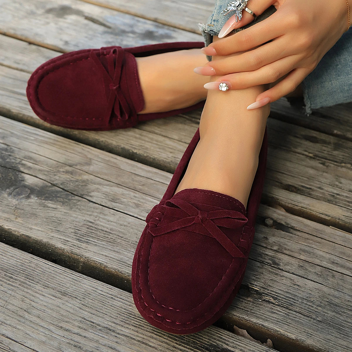 Round Toe Suede Anti Slip Casual Flat Shoes