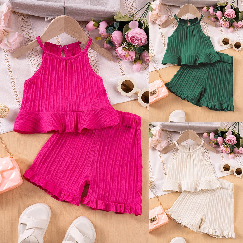 Sleeveless Ruffle Toddler Girls Set