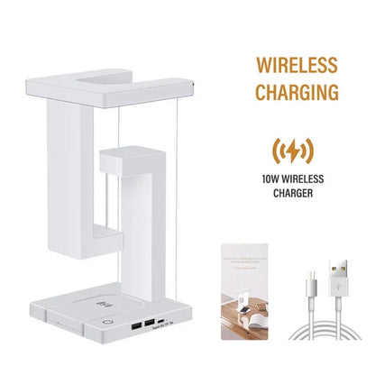 LED Night Lamp Creativity Physics Balance Suspension Table Desk Lamp Wireless Charger