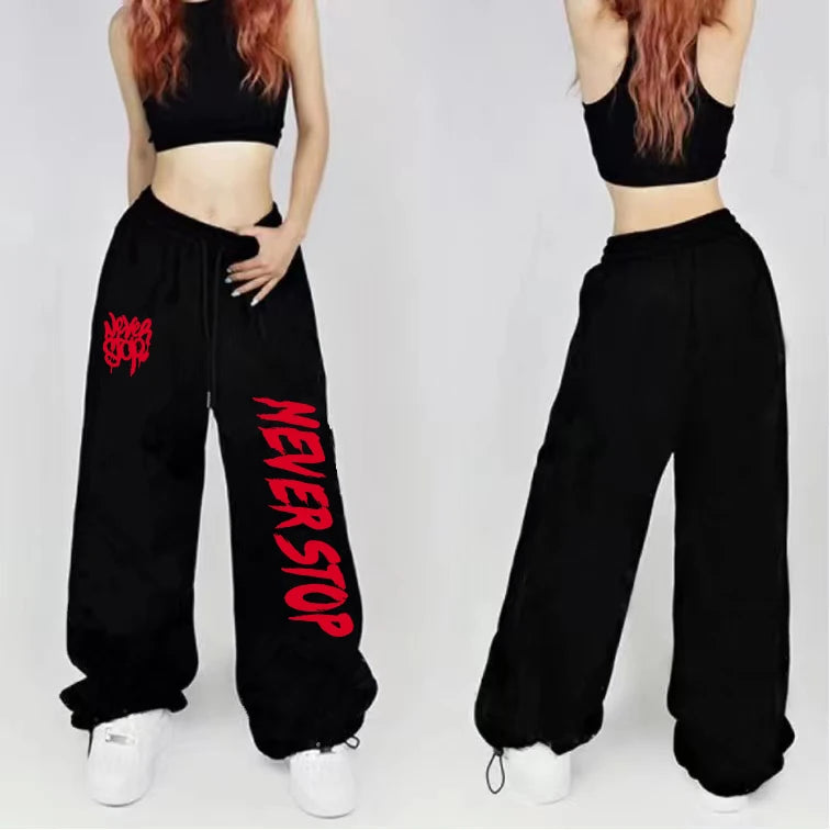 Black White Sweatpants Street Dance Hip-hop Sports Pants