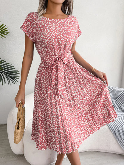 Short Sleeve High Waist Dress
