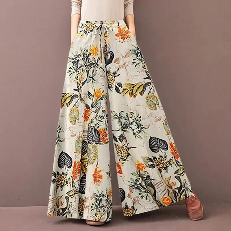 Floral Wide Leg Bohemia Plus Size Pants