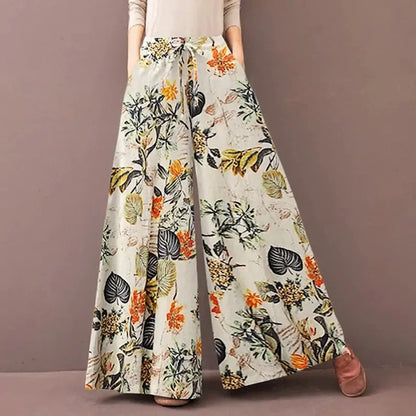 Floral Wide Leg Bohemia Plus Size Pants