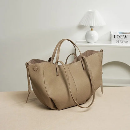 Genuine Leather Wing Tote Large Capacity Shoulder & Handheld Bag