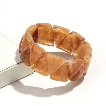 Acrylic Geometric Triangle Marble Elastic Beads Bracelets