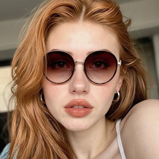 Oversized Round Luxury Vintage Metal Frame Sunglasses