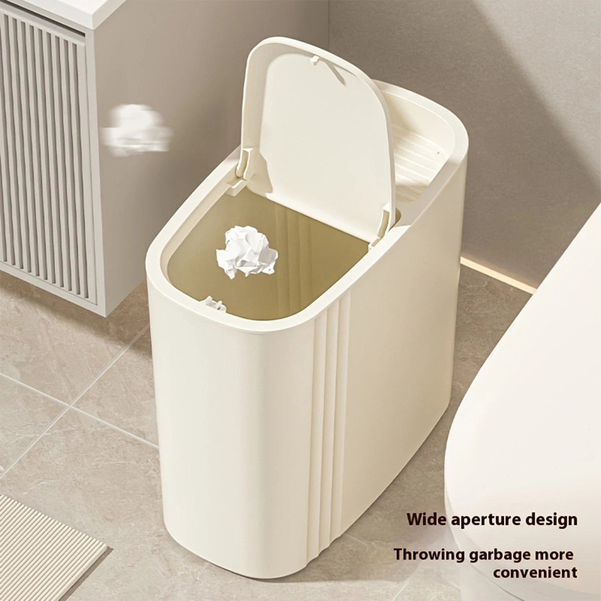 Large Capacity Bathroom Trash Can with Lid Odor