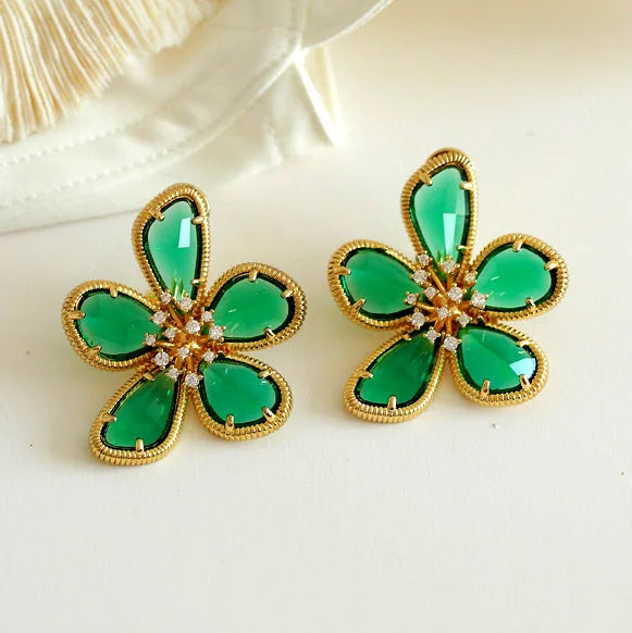 Crystal Flower Stud Earrings