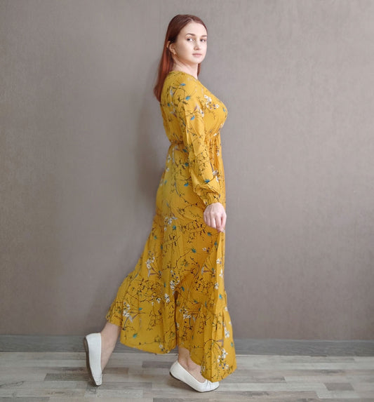 Maxi Casual Full Sleeve Floral Printed Dress