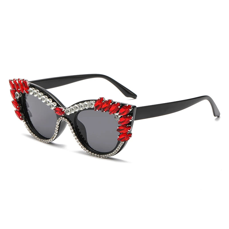 Cat Eye Colorful Big Diamond Sunglasses