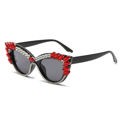 Cat Eye Colorful Big Diamond Sunglasses