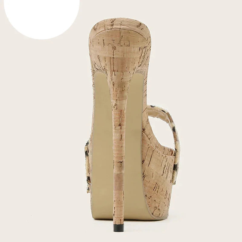 Sexy Leopard Platform High Heels Slippers