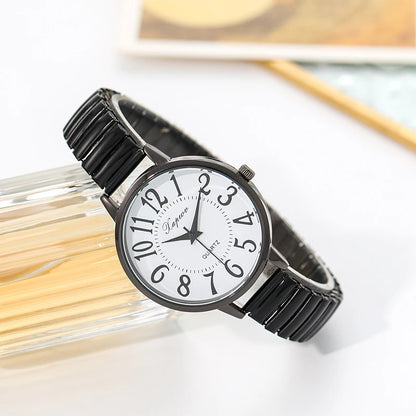 Casual Quartz Arabic Large Number Elastic Watch