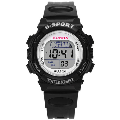 Kids Electronic Sports Color Luminous LED Dial Waterproof Multi Function Watch