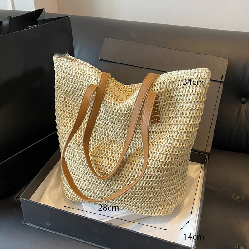 Casual Straw Woven Shoulder Wicker Handmade Beach Bag