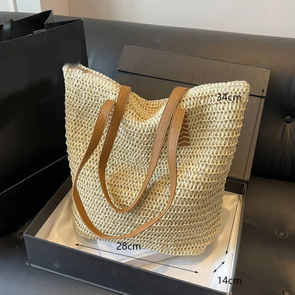 Casual Straw Woven Shoulder Wicker Handmade Beach Bag