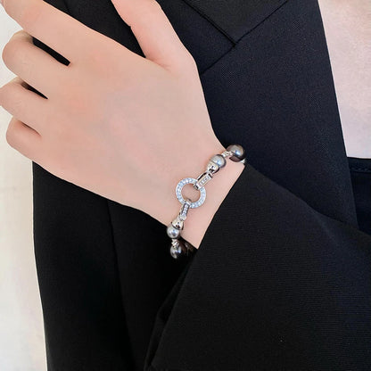 Elegant Imitation Pearl French Gray Pearls Bangles Light Round Beaded Bracelets
