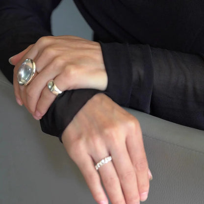 925 Sterling Silver Geometry Crystal Ring