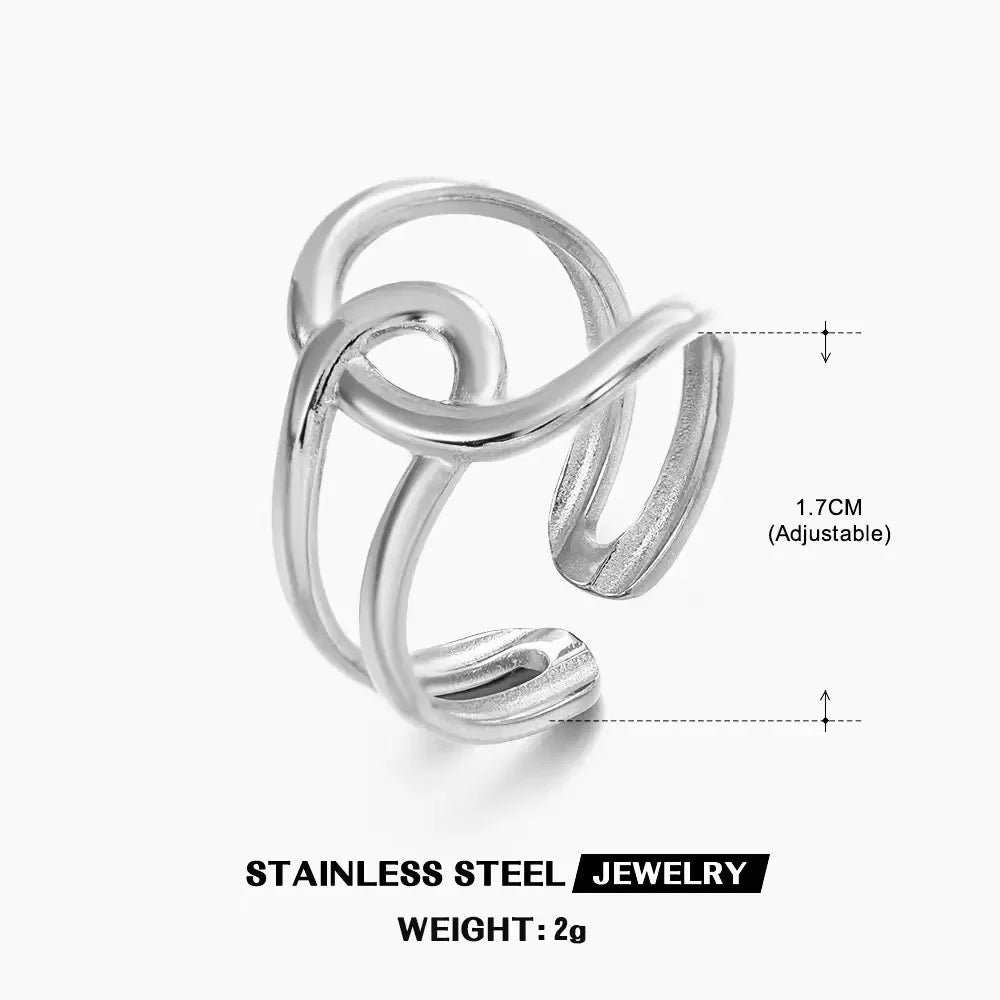 Gold Stainless Steel Heart Metal Hollow Waterproof Rings