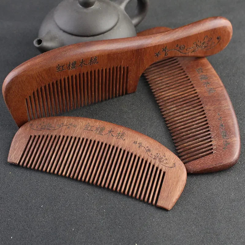 Natural Peach Solid Wood Anti-Static Hair Brush