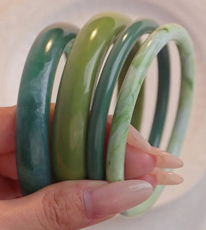 Vintage Resin Acrylic Bangle Korean Texture Charms Cuff Bangles Bracelets Set